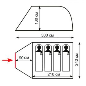Палатка Totem Summer 4 Plus v2, зеленый (однослойная)