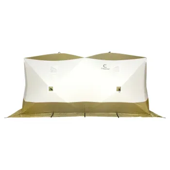 Палатка зимняя КУБ Premium Дубль 4,2х2,1м, трехслойная, цвет оливковый/белый, Следопыт