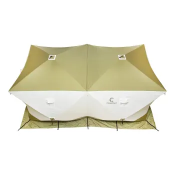 Палатка зимняя КУБ Premium Дубль 4,2х2,1м, трехслойная, цвет оливковый/белый, Следопыт