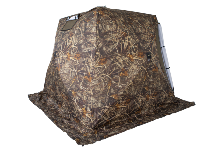 Палатка зимняя КУБ 3 камуфляж (трехслойная) с выводом под трубу