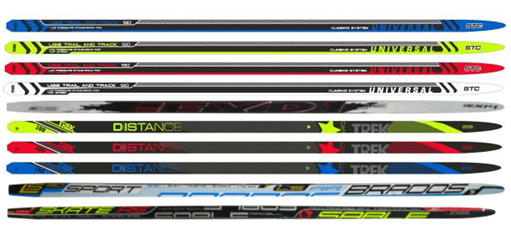 Лыжи беговые STC 150 см, дерево-пластик, с насечкой