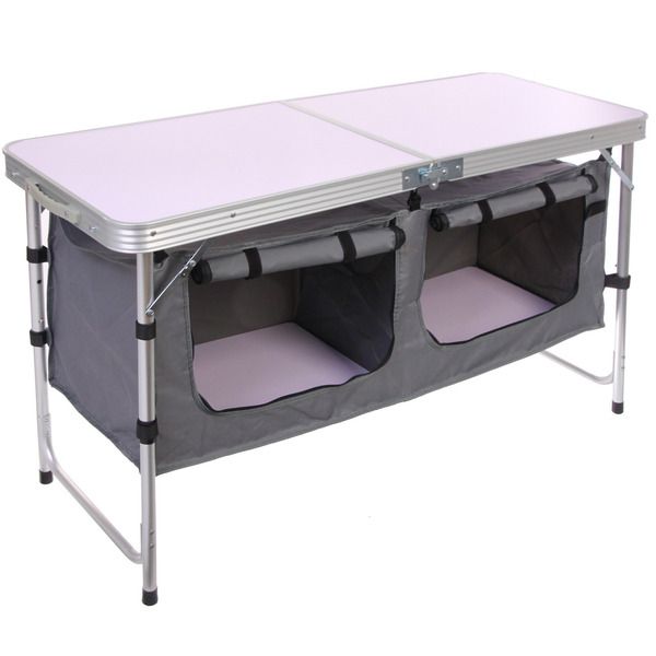 Стол кемпинговый складной 120*47*54-70 см, с 2-мя подвесными отделениями