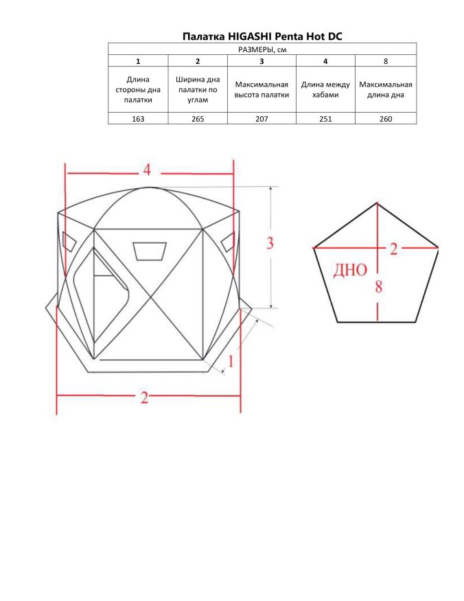 Палатка зимняя Higashi Penta Hot DC (трехслойная, два слоя утеплителя, пятистенная)