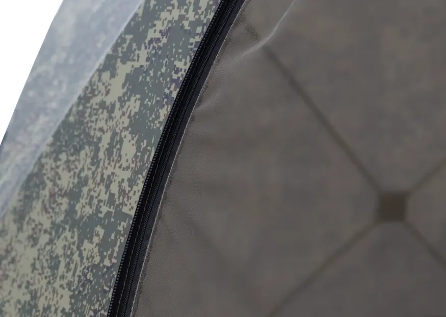 Палатка зимняя КУБ 4 камуфляж (трехслойная), с навесом, швы проклеены