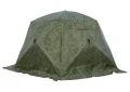 Палатка зимняя ЧУМ 3 (трехслойная, пиксель с выводом под трубу и навесом)