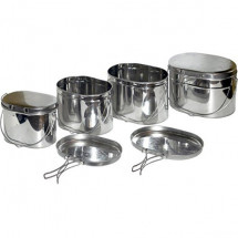 Набор низких котелков - 3 шт. (3,3; 4,5; 6,0 л.) с крышками, Матрешка, крышки без ручек