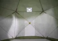 Палатка зимняя ЧУМ 2 (трехслойная, камыш с выводом под трубу и навесом)
