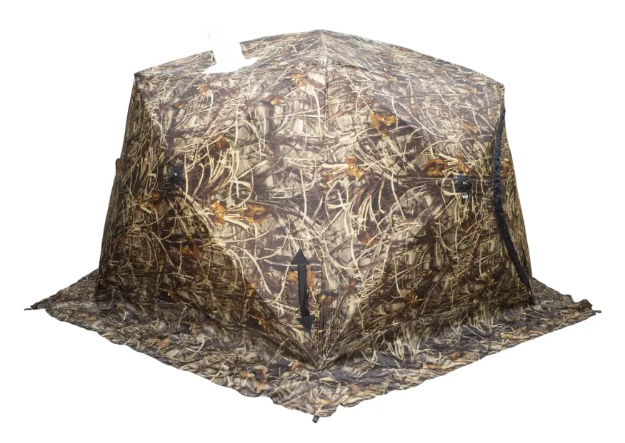 Палатка зимняя ЧУМ 2 (трехслойная, камыш с выводом под трубу и навесом)